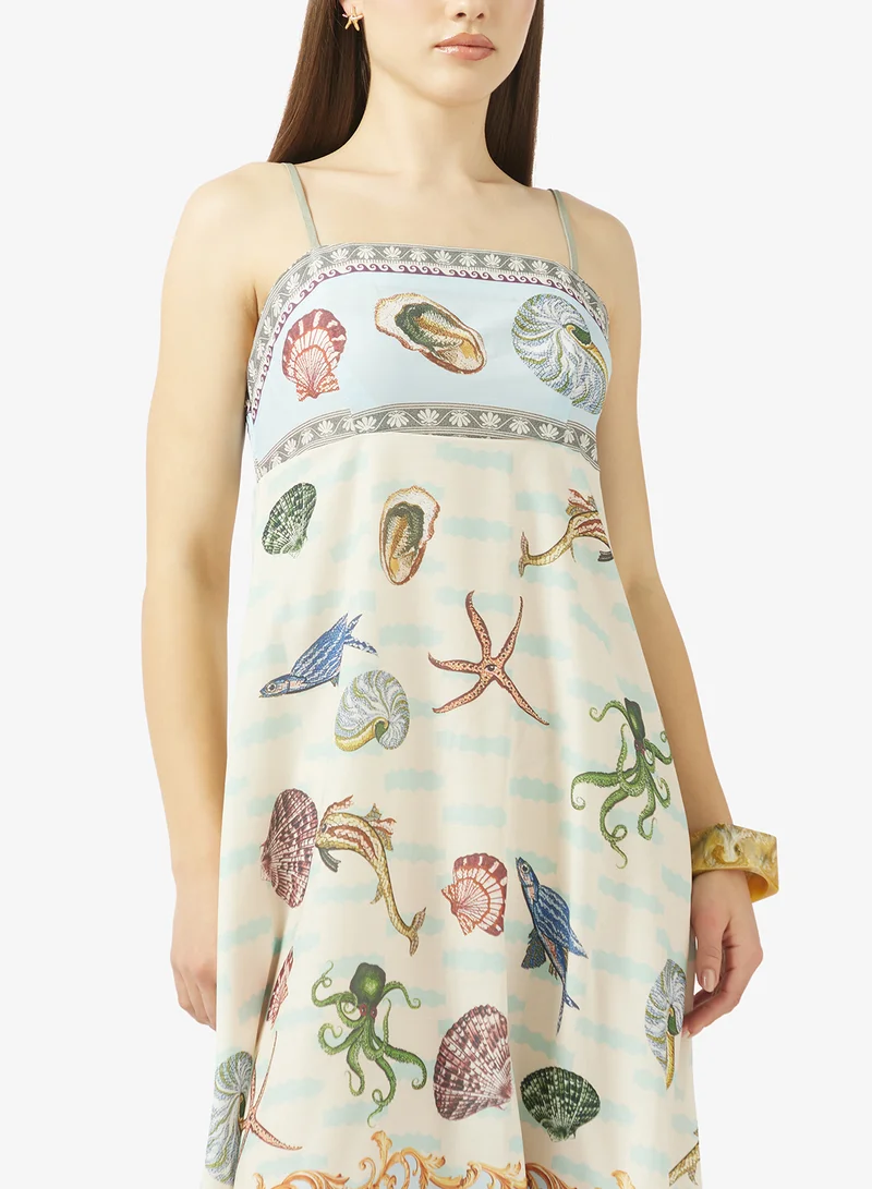 Ginger  Strappy A Line Printed Resort Dress for Women | Best Price UAE